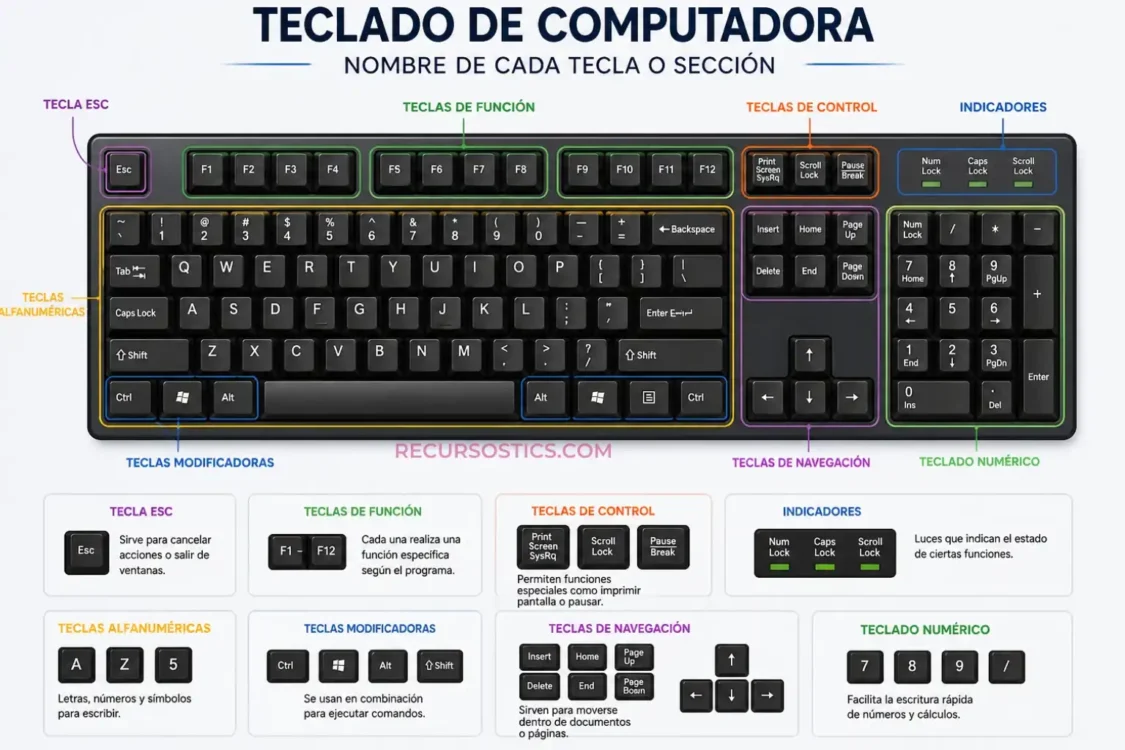 teclado de computadora y sus funciones