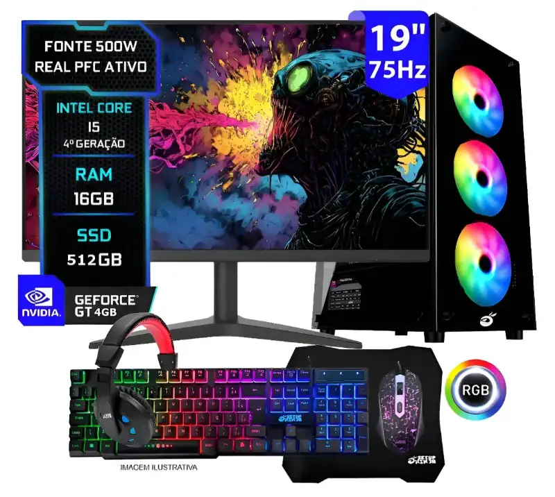 Pc Gamer Armada Intel I5 16gb 512gb Video 4gb Gddr5 monitor 19 - Computadora gamer