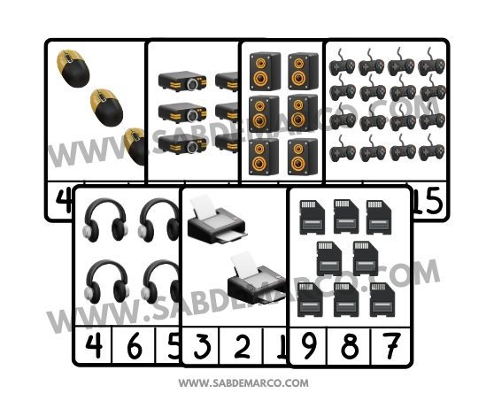 Fichas de contar figuras de la computadora 2 Contar figuras de la computadora