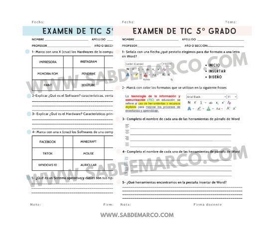 Evaluaciones de computación para 5to grado 2 Evaluaciones de computación 5to grado