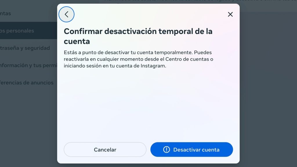 Eliminar una cuenta de Instagram