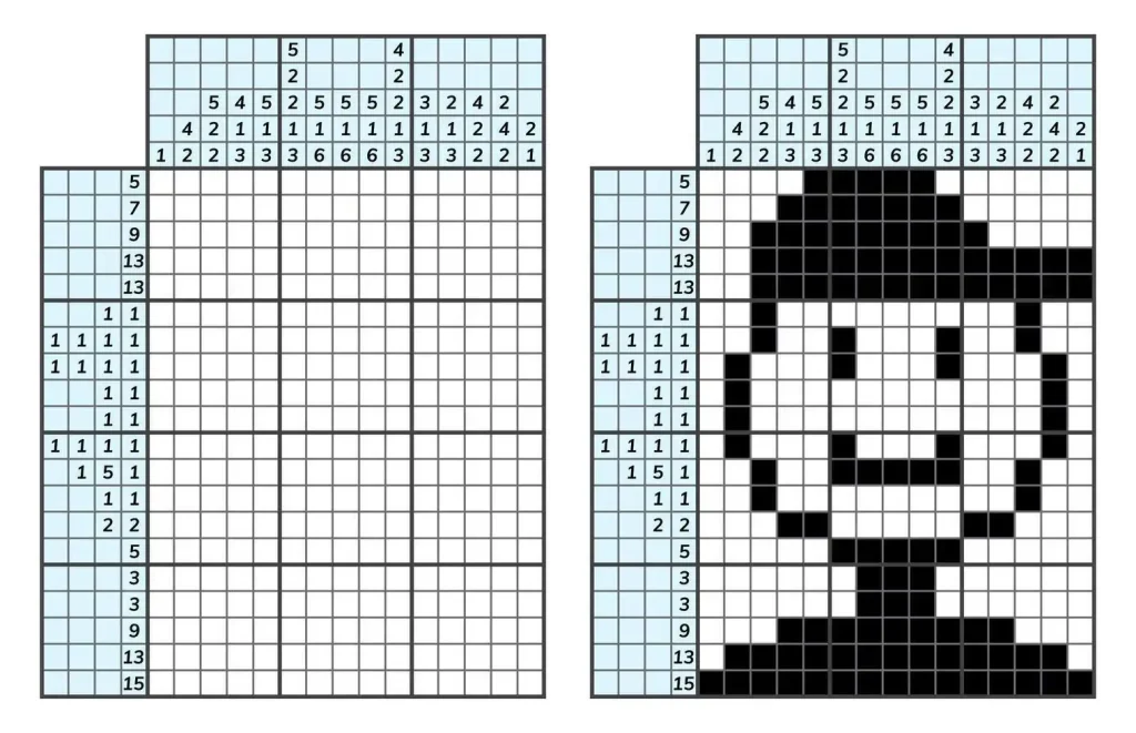 ¿Qué son los nonogramas y cómo implementarlos en el aula? 2 japanese crossword puzzle kids and adult mathematical mosaic nonogram logic puzzle game digital rebus illustration vector