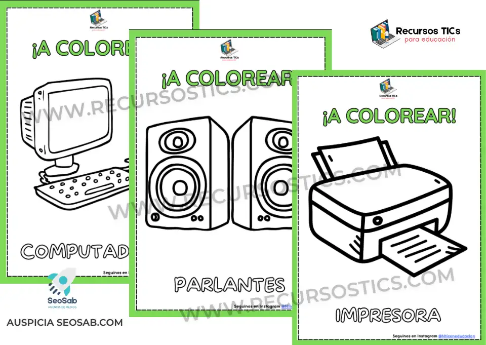 Libro para colorear las partes de la compu
