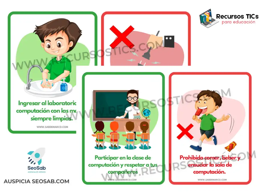 Fichas de normas de convivencia en la clase de TIC